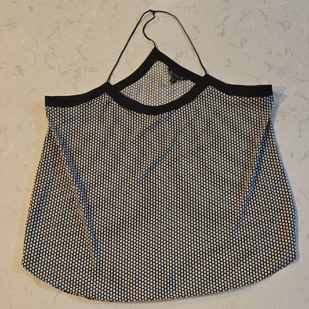 Express Womens XL Black White Geometric Grid Halter Camisole Tank Top Thin Strap